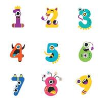 Funny Monsters Colorful Numbers Set, Cute Fantasy Aliens in the Shape of Numerals, Mathematics, Learning Material for Kids Cartoon Style Illustration vector