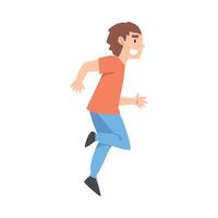Happy Smiling Running Boy Cartoon Style Illustration on White Background vector