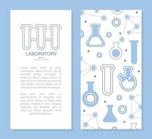 Laboratory Card Template with Space for Text, Banner, Poster, Flyer, Design with Lab Equipment Seamless Pattern Illustration vector