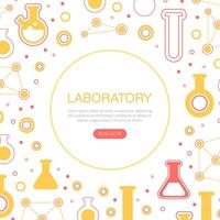 Laboratory Landing Page Template, Pharmacy, Chemistry Science, Medicine Webdite Interface with Lab Equipment Seamless Pattern Illustration vector