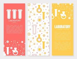 Laboratory Vertical Banner Templates Set, Pharmacy, Chemistry, Science, Medicine Poster, Flyer Design Illustration vector