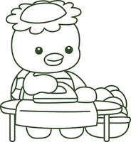 Outline of kappa ironing the clothes. Coloring pages of cute kappa. vector