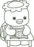 Outline of kappa writing in the table. Coloring pages of cute kappa. vector