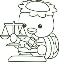 Outline of kappa bring a hammer and scales. Coloring pages of cute kappa. vector