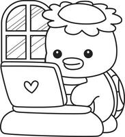 Outline of kappa typing in the notepad. Coloring pages of cute kappa. vector