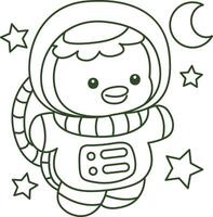 Outline of kappa like an astronaut. Coloring pages of cute kappa. vector