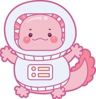 Axolotl like an astronaut. Illustration of cute axolotl activities icon. vector