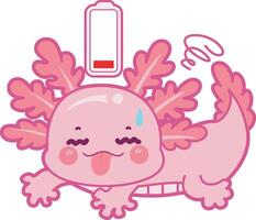 Axolotl was so tired. Illustration of cute axolotl activities icon. vector
