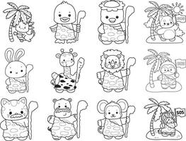Outline of animals like an ancient. Coloring pages of cute animals. vector