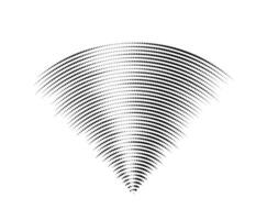 Dotted sound wave signal. Radio or music audio concept. Epicentre or radar icon. Textured radial signal or vibration elements. Impulse curved lines. Concentric ripple semi circles vector