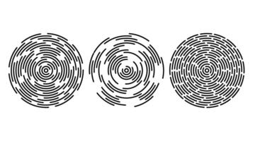 Concentric circle segments set. Rippled round patten background. Sonar or sound wave rings collection. Epicentre, target, radar icon concept. Radial vibration elements vector
