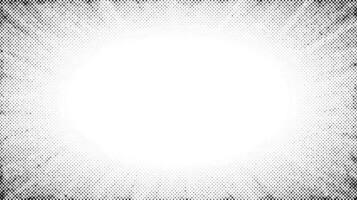 Halftone radial texture. Comic style grain background. Pop art faded textured frame. Grunge speckle effect. Dots particles print wallpaper. Pixelated gradient backdrop vector