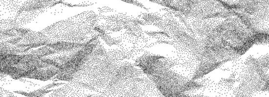 Black stippled crumpled paper texture. Rough dotted wrinkled effect background. Gritty creased paper sheet backdrop. Aged damaged gritty overlay. Noisy grain battered notebook page wallpaper. vector