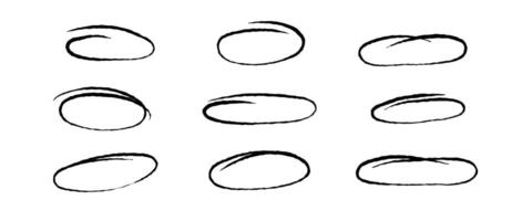 Rough highlight circles set. Doodle and scribble ellipses collection. Grunge hand drawn ovals or bubbles to emphasis. Sketchy marker round elements for collage, poster, banner, cover. vector