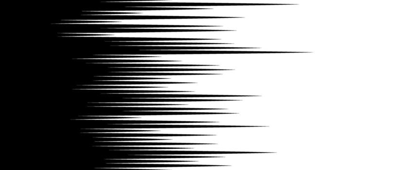 Straight speed lines repeating pattern. Black and white horizontal stripes gradient. Abstract fast effect texture. Comic cartoon rays and beams wallpaper. vector
