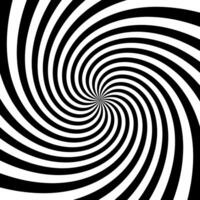 Hypnotic spinning vortex background. Radial optical illusion. Black and white swirl wallpaper. Rotating concentric curves. Whirlpool design for poster, banner, flyer. vector