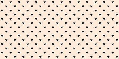 Black hearts seamless pattern on beige background. Valentines polka dot repeating wallpaper. Heart-shaped decorative texture for textile, fabric, cover, poster, banner, print, card. vector