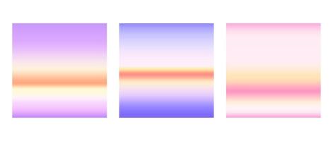 Sunrise or sunset colorful gradients background set. Smooth blurred wallpaper set in pink, blue, orange purple colors. Abstract beach and sea or ocean horizon backdrop. vector