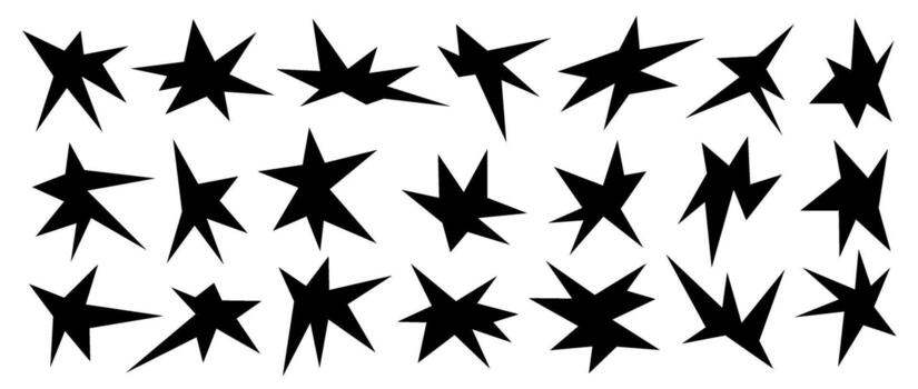 negro agudo irregular formas colocar. resumen geométrico nervioso elementos recopilación. asimetría angular formas paquete para pancartas, collages, carteles, pegatinas diseño haz vector