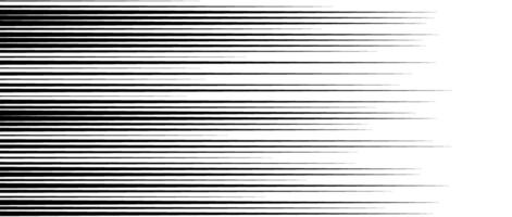 Straight speed lines repeating pattern. Black and white horizontal stripes gradient. Abstract fast effect texture. Comic cartoon rays and beams wallpaper for cover, flyer. Pop art background vector