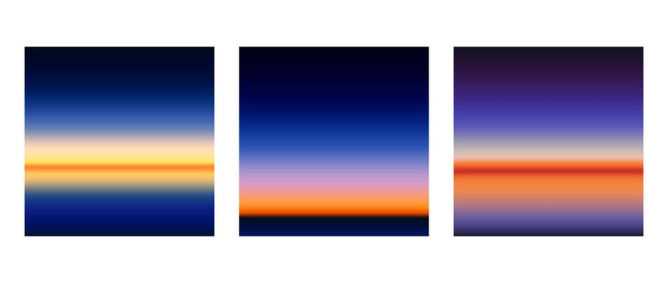Early sunrise or late sunset colorful gradients background set. Smooth blurred wallpaper set in pink, blue, purple colors. Abstract night or evening sky horizon backdrop.