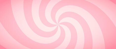 Candy color sunburst wallpaper. Abstract pink cream sunbeams design background. Spinning lines for template, banner, poster, flyer. Sweet rotating cartoon swirl or whirlpool. Warped backdrop vector