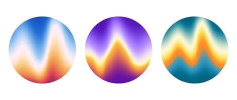 Colorful round wavy gradient background set. Blurred liquid waves wallpaper collection. Bright iridescent abstract backdrops in circles. Template for banner, flyer, cover, poster, collage vector