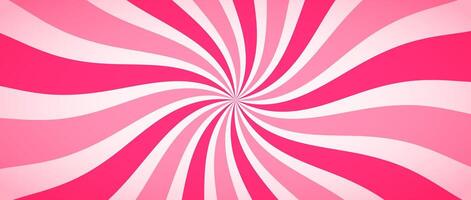 Candy color sunburst background. Abstract pink sunbeams design wallpaper. Colorful spinning lines for template, banner, poster, flyer. Sweet cartoon swirl or whirlpool. vector