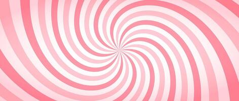 Candy color sunburst wallpaper. Abstract pink sunbeams design background. Spinning lines for template, banner, poster, flyer. Sweet rotating cartoon swirl, whirlpool. Warped backdrop vector