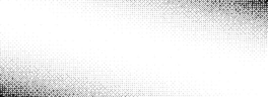 Corner halftone texture. Dotted gradient pattern background. Abstract faded pop art wallpaper. Vanishing spotted pixelated design backdrop for banner, poster, flyer, cover. Wide illustration vector