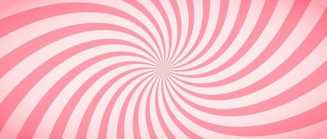 Candy color sunburst background. Abstract pink sunbeams design wallpaper. Colorful spinning lines for template, banner, poster, flyer. Sweet rotating cartoon swirl or whirlpool. vector