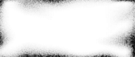 Halftone faded gradient texture. Grunge dirty speckles and spots background. White and black sand noise wallpaper. Retro pixelated comic backdrop vector