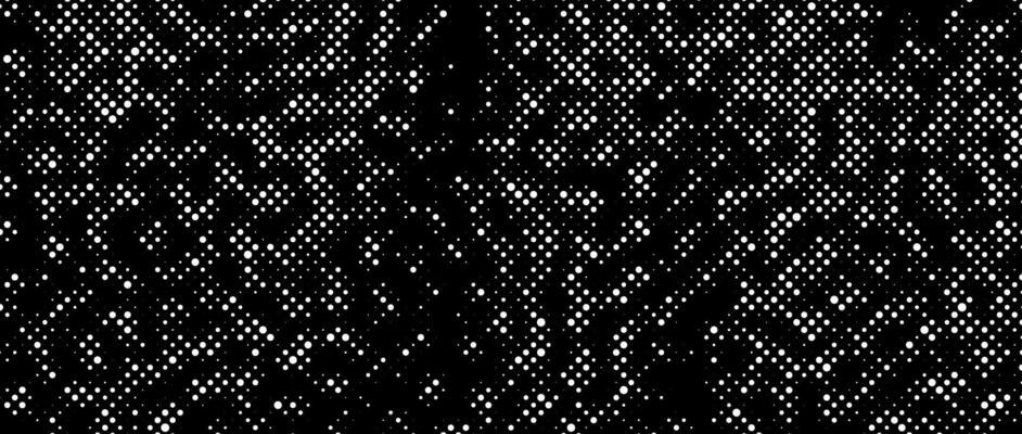 Halftone grunge overlay texture. Black and white dotted distressed background. Rough dirty surface for template, banner, poster, cover, collage, flyer. Grainy noise grit backdrop