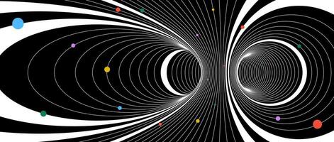 Abstract tunnel wireframe structure. Colorful geometric universe or space concept wallpaper. Futuristic energy lines on dark background. Funnel or vortex texture for banner poster. vector