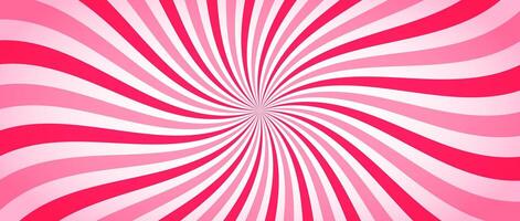 Candy color sunburst background. Abstract pink sunbeams design wallpaper. Colorful spinning lines for template, banner, poster. Sweet cartoon swirl. vector