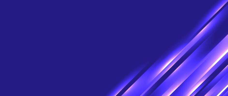 Glowing diagonal lines corner background. Blue neon gradient stripes wallpaper. Abstract motion effect light trails backdrop for banner, poster, leaflet, cover, booklet, brochure, flyer.