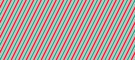Red and green Christmas seamless pattern. Candy cane diagonal stripes background. Repeating Xmas decoration wallpaper. Winter holidays lines backdrop. peppermint gift wrapping print. vector