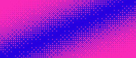 Pixelated corner gradient texture. Blue and pink dither diagonal pattern background. Abstract glitchy pattern. Glitch game screen wallpaper. Pixel art retro illustration. Bitmap backdrop vector