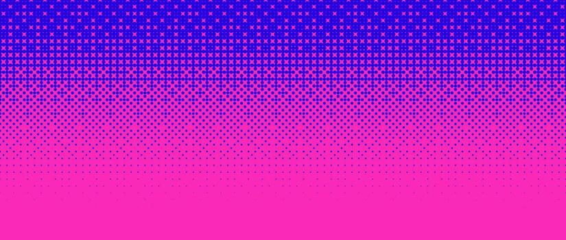 Pixelated bitmap gradient texture. Blue pink dither pattern background. Abstract glitchy pattern. 8 bit game screen wallpaper. Wide pixel art retro illustration. Horizontal backdrop vector