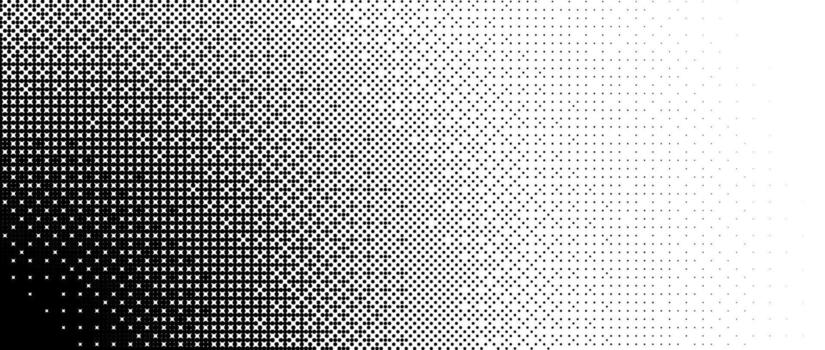 Corner halftone texture. Dotted curve gradient pattern background. Abstract 8 bit faded pop art wallpaper. Vanishing spotted pixelated design backdrop for banner, poster, flyer, cover. Bitmap vector