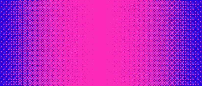 Pixelated bitmap gradient texture. Blue and pink dither pattern background. Abstract glitchy pattern. 8 bit game screen wallpaper. Wide pixel art retro illustration. Horizontal backdrop vector