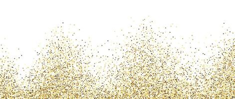 Golden glitter background. Sparkling small confetti wallpaper. Splashed gold dots texture. Border frame design. Christmas, New year, birthday decoration elements for posters, flyer, invitation. vector