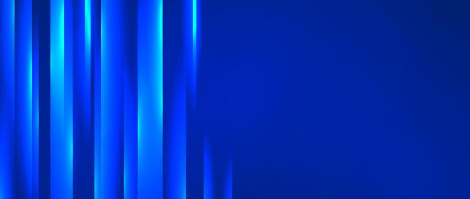Glowing gradient lines background. Blue neon light stripes wallpaper. Abstract motion effect trails backdrop for banner, poster, presentation, cover, booklet, brochure, flyer. Tech illustration