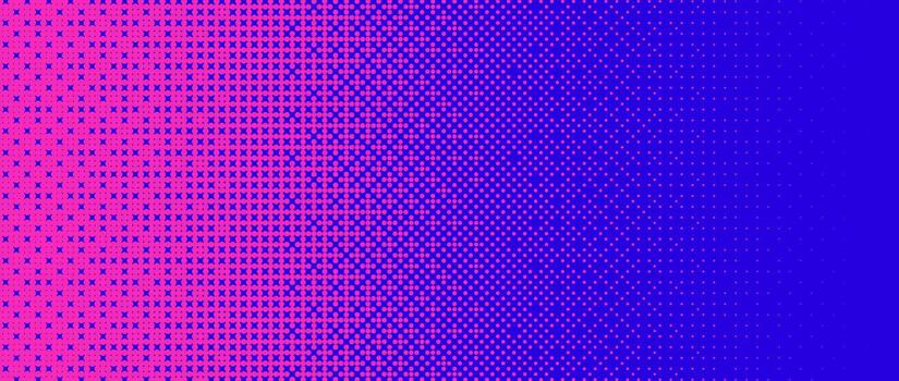 Pixelated bitmap gradient texture. Blue and pink dither pattern background. Abstract glitchy pattern. 8 bit game screen wallpaper. Wide pixel art retro illustration. vector