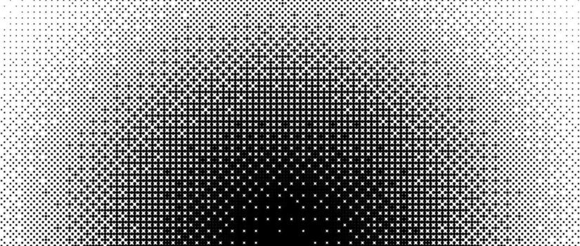 Radial halftone texture. Dotted round gradient pattern background. Abstract 8 bit faded pop art wallpaper. Vanishing spotted pixelated design backdrop for banner, poster, flyer, cover. Bitmap vector