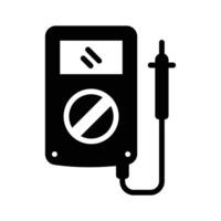 Here is a glyph icon of multimeter measuring voltage vector