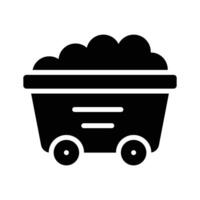 This glyph icon portrays a mine cart filled with ore vector