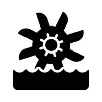 a glyph icon of water turbine generating clean energy vector
