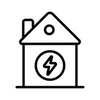 This linear icon shows home power energy generation vector