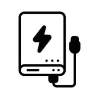 A glyph icon representing power bank mobile charging. vector